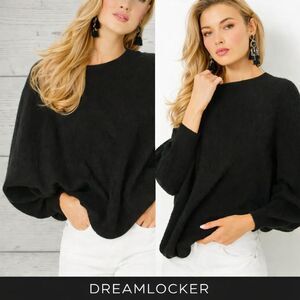 Lilly Pulitzer Arienza Sweater Small Black Batwing Raglan Acrylic Crewneck NEW